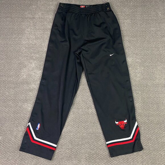 Vintage Nike Chicago Bulls Tear Away Basketball Pants Men's Large Black NBA - Picture 1 of 12